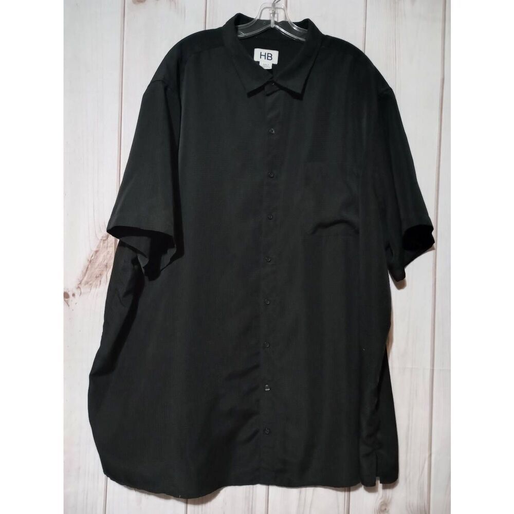 HB Shirt Men's 3xl Tall Button‎ Front Short Sleeve Black